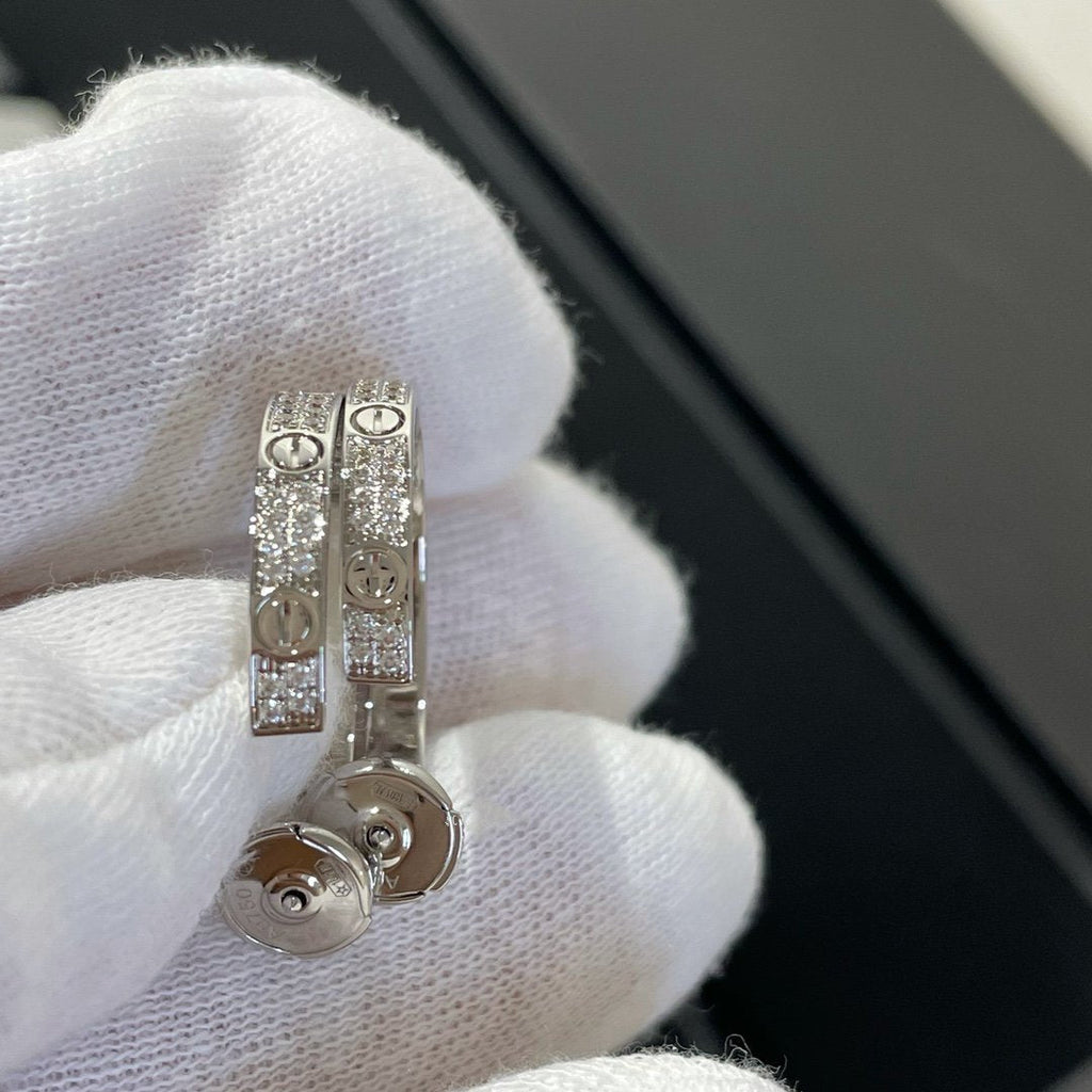 GlowLOVE DIAMOND SILVER HOOP EARRINGS