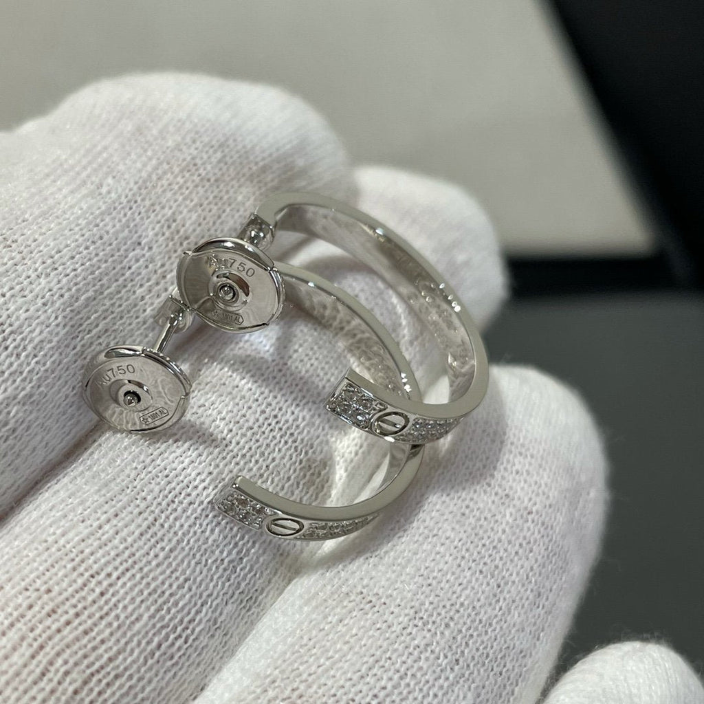 GlowLOVE DIAMOND SILVER HOOP EARRINGS