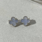 ¡®Glow¡¯CLOVER CHALCEDONY SILVER STUD EARRINGS