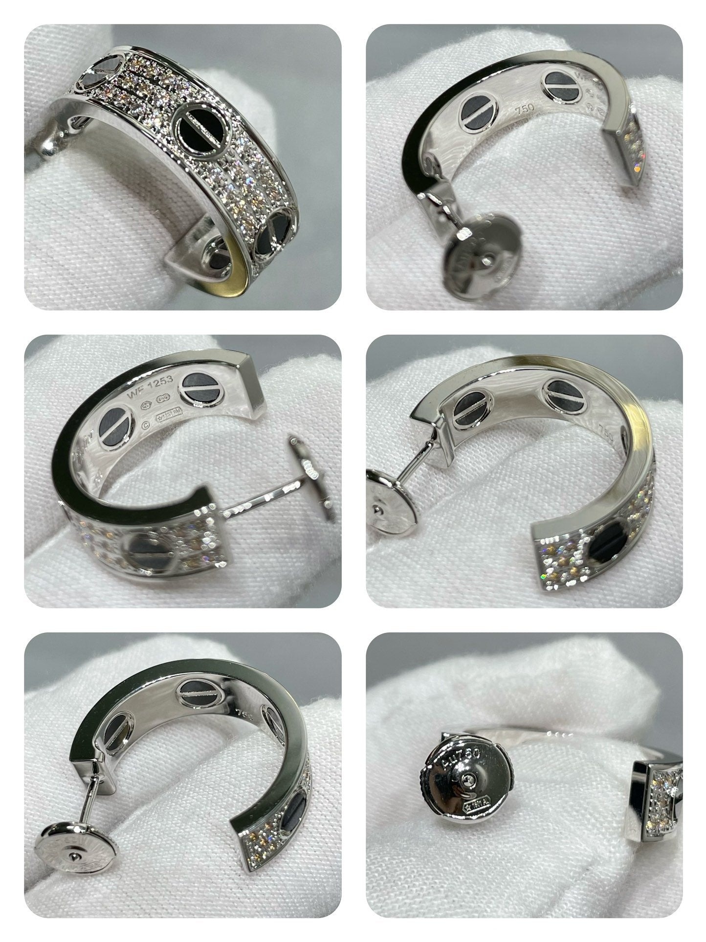 GlowLOVE CERAMIC DIAMOND PAVED SILVER EARRINGS