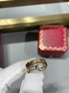 GlowLOVE PINK GOLD SILVER DIAMOND DOUBLE RING