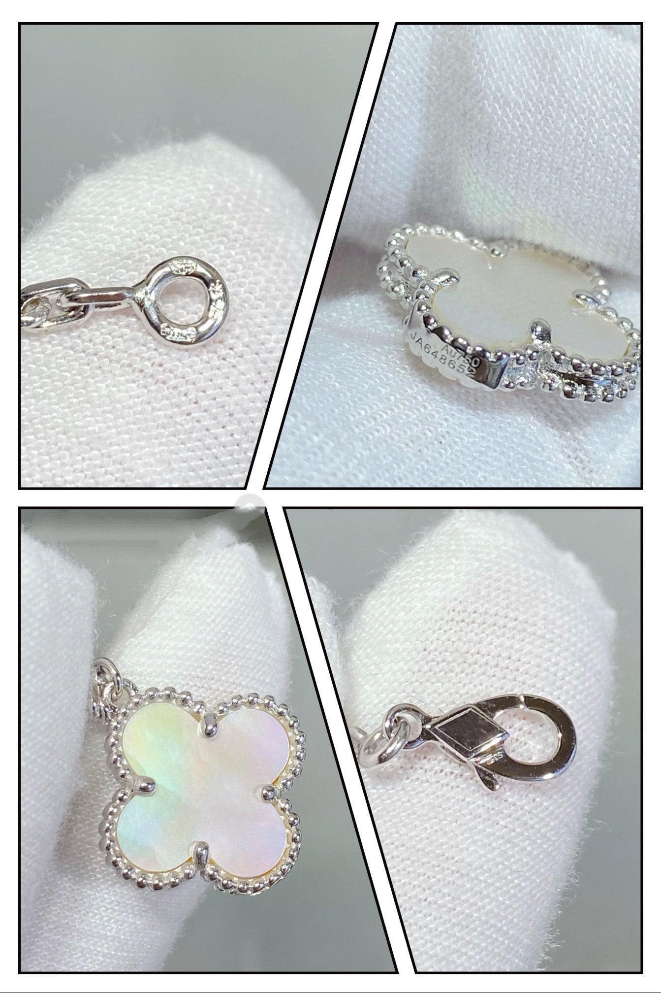¡®Glow¡¯CLOVER 5 MOTIF WHITE MOP SILVER BRACELET