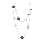 ¡®Glow¡¯CLOVER 16 MOTIF CHALCEDONY MOP SILVER NECKLACE