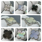 ¡®Glow¡¯CLOVER 16 MOTIF CHALCEDONY MOP SILVER NECKLACE