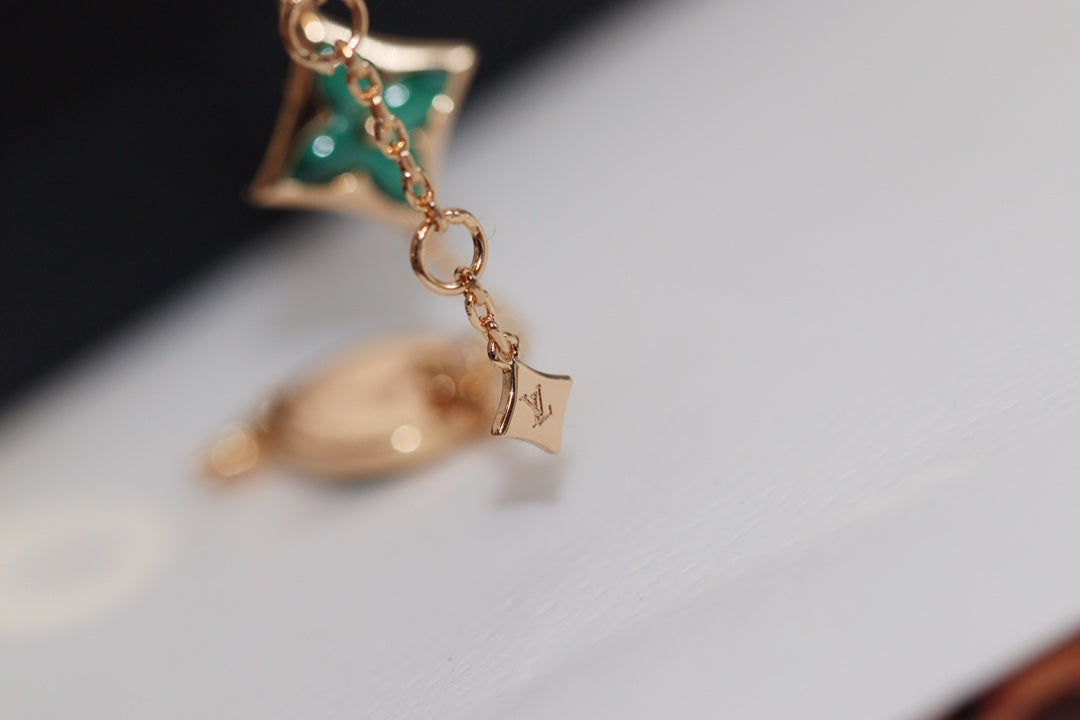 GlowSTAR AND SUN 4 MOTIF PINK GOLD MALACHITE BRACELET