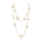 ¡®Glow¡¯CLOVER 16 MOTIF WHITE MOP GOLD NECKLACE
