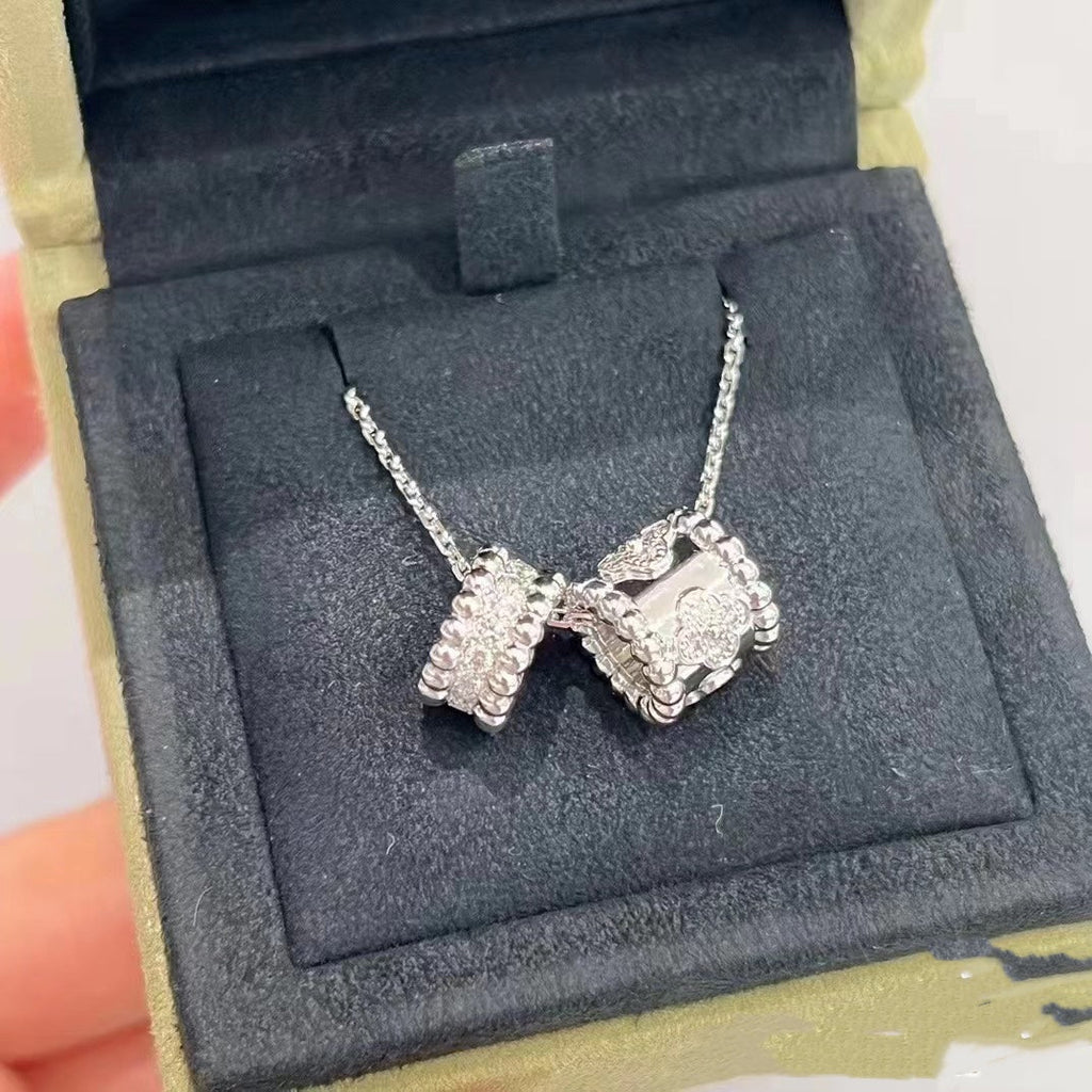 ¡®Glow¡¯PERLEE DOUBLE PENDANT SILVER DIAMOND NECKLACE