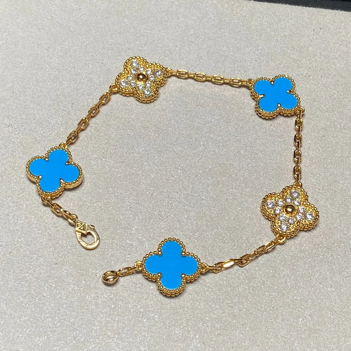 [Glow]New  CLOVER 5 MOTIF BLUE AGATE BRACELET COLLECTION