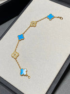 [Glow]New  CLOVER 5 MOTIF BLUE AGATE BRACELET COLLECTION