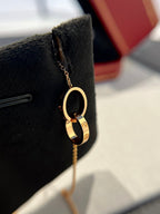 GlowLOVE NECKLACE DOUBLE RING PINK GOLD