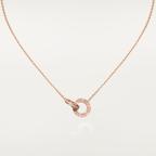 GlowLOVE 7.6MM NECKLACE ROSE GOLD AND SILVER  FULL DIAMOND