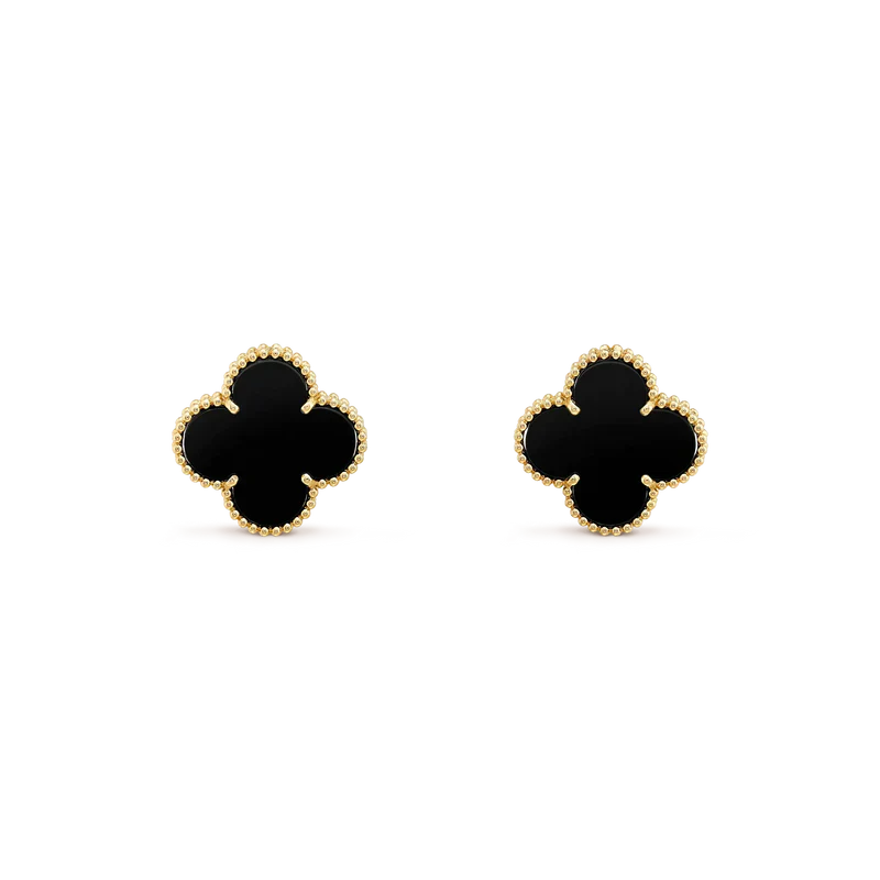 ¡®Glow¡¯CLOVER MEDIUM 1 MOTIFS  ONYX STUD EARRINGS