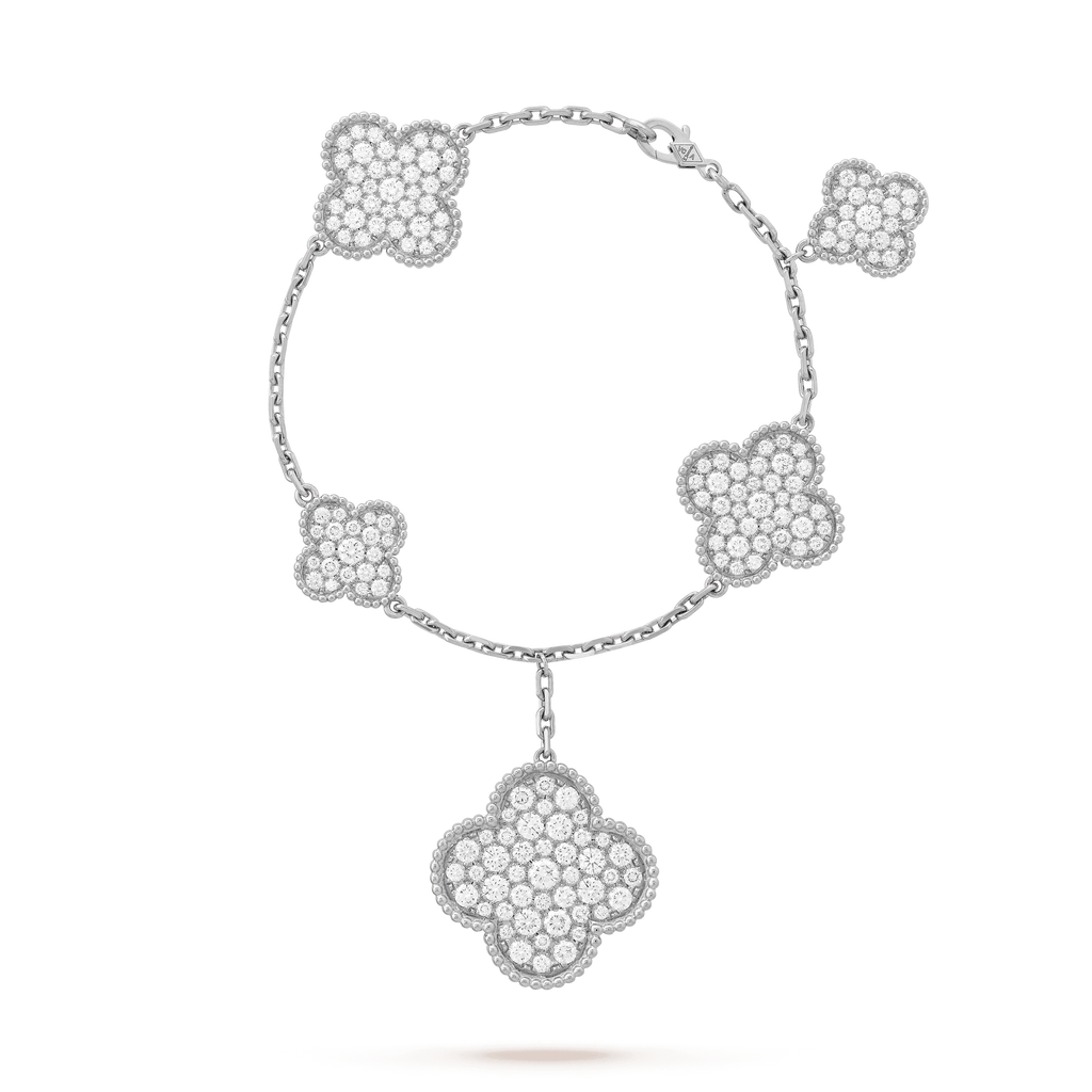 ¡®Glow¡¯CLOVER 6 MOTIFS SILVER DIAMOND BRACELET