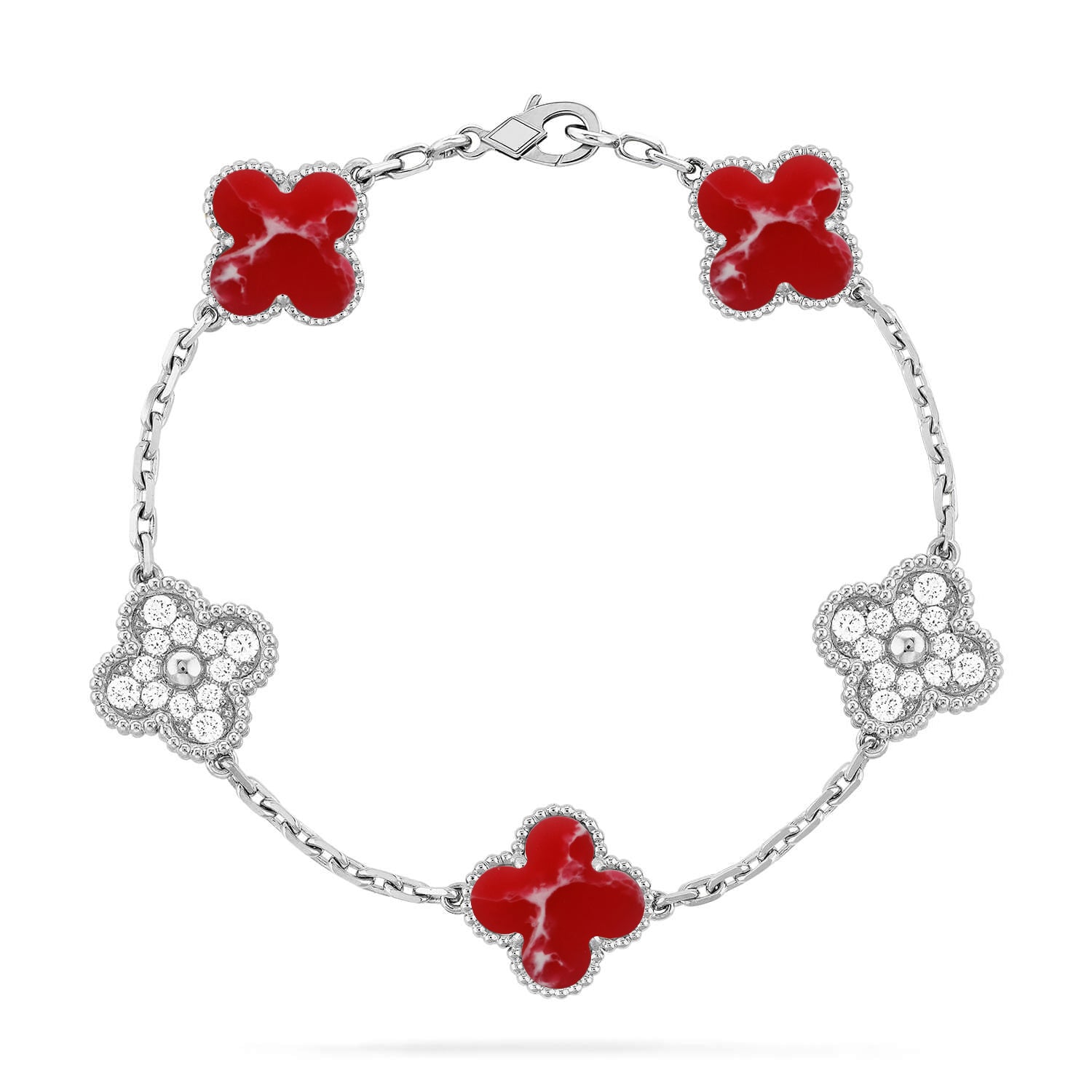 [Glow Jewelry]CLOVER 5 MOTIF RED PATTERN BRACELET COLLECTION