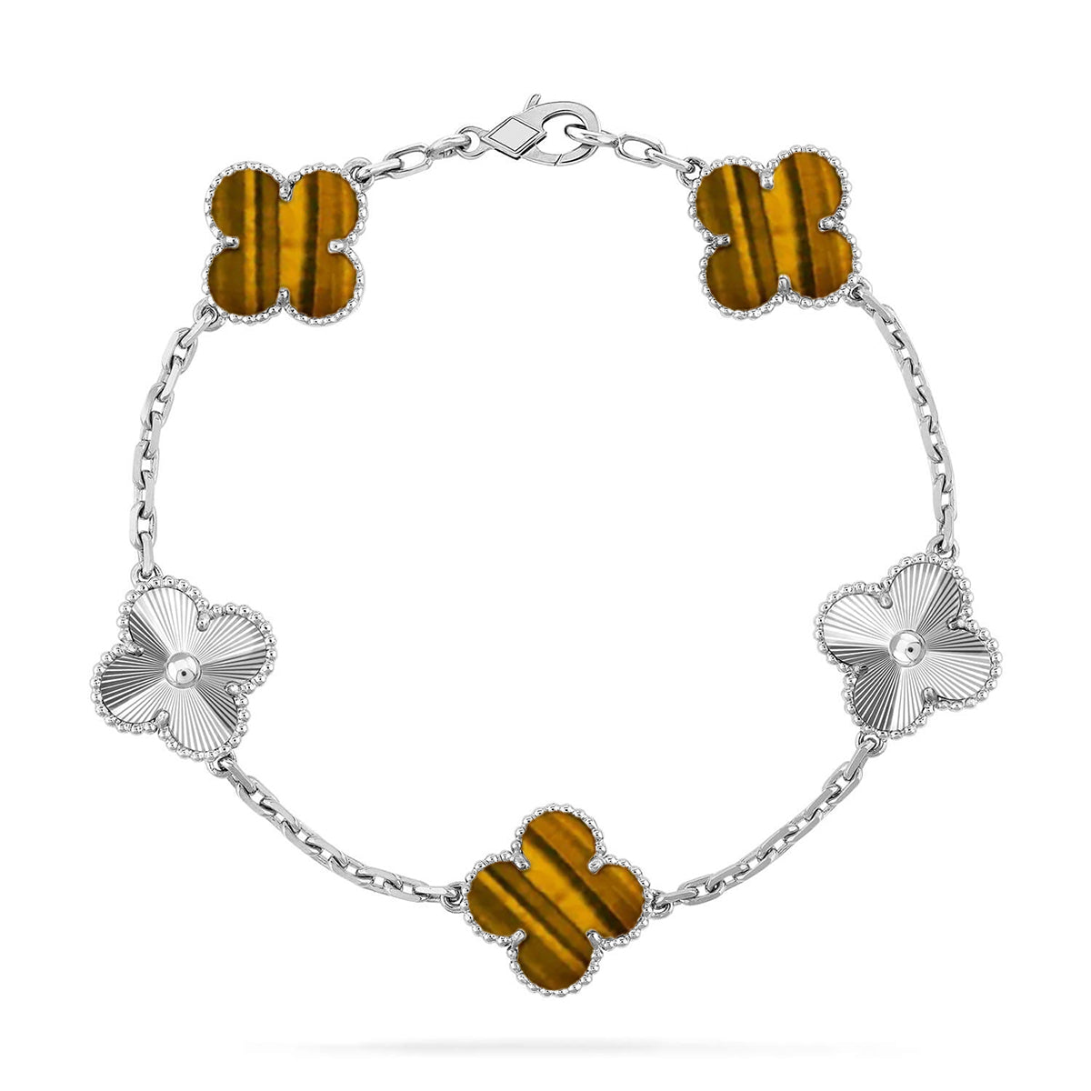 [Glow]New  CLOVER 5 MOTIFS TIGER EYE BRACELET COLLECTION