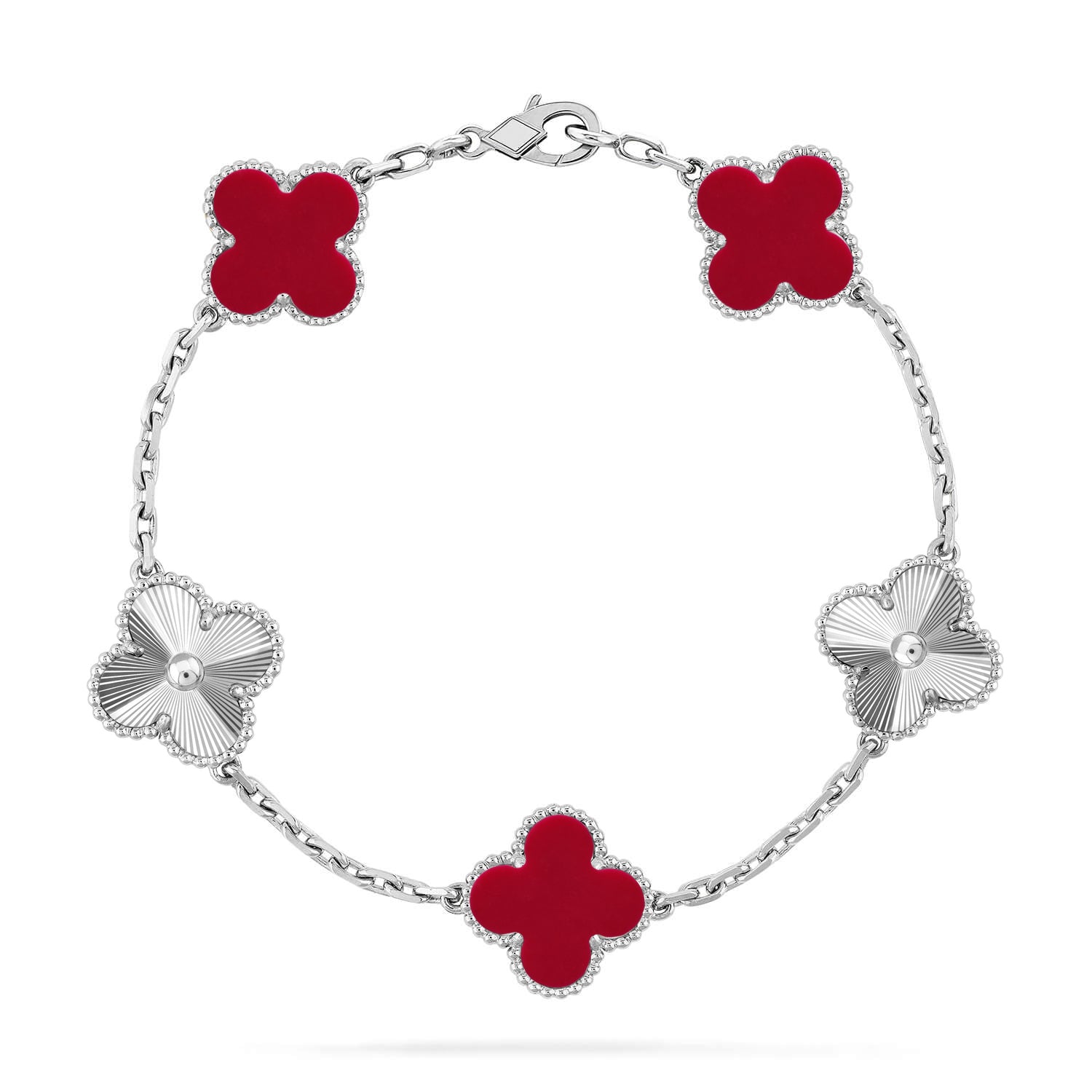 [Glow]New  CLOVER 5 MOTIF RED CORNELIAN BRACELET COLLECTION