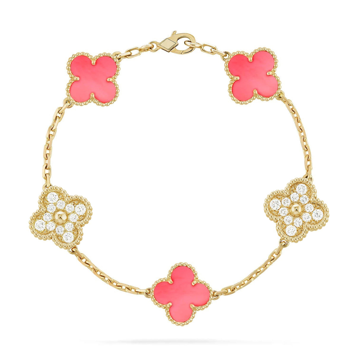 [Glow Jewelry] CLOVER 5 MOTIFS  PINK MOP BRACELET COLLECTION