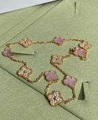 ¡®Glow¡¯CLOVER 10 MOTIFS TIGER EYE NECKLACE pink