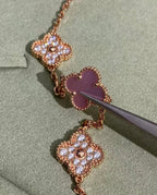 ¡®Glow¡¯CLOVER 10 MOTIFS TIGER EYE NECKLACE pink