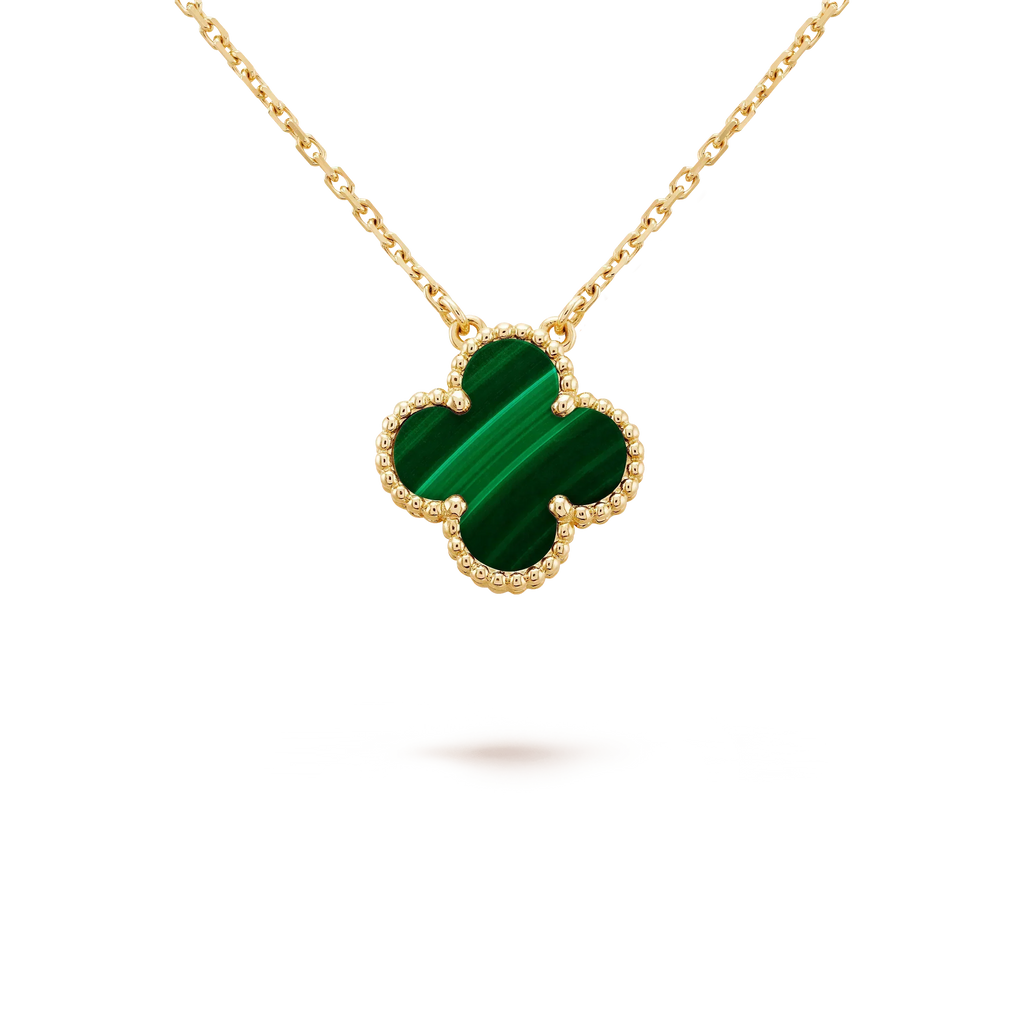 ¡®Glow¡¯CLOVER 15MM MALACHITE SINGLE FLOWER  NECKLACE