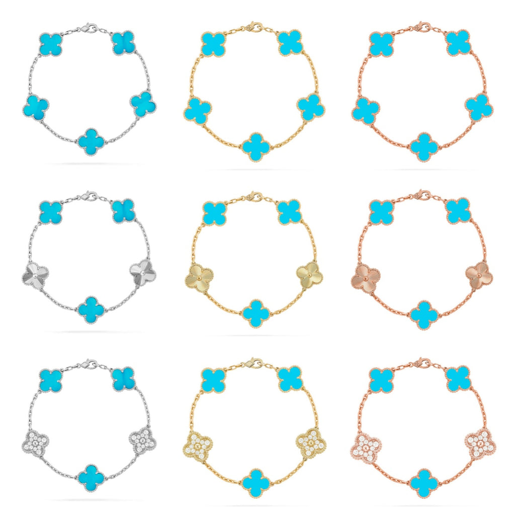 [Glow]New  CLOVER 5 MOTIF TURQUOISE BRACELET COLLECTION