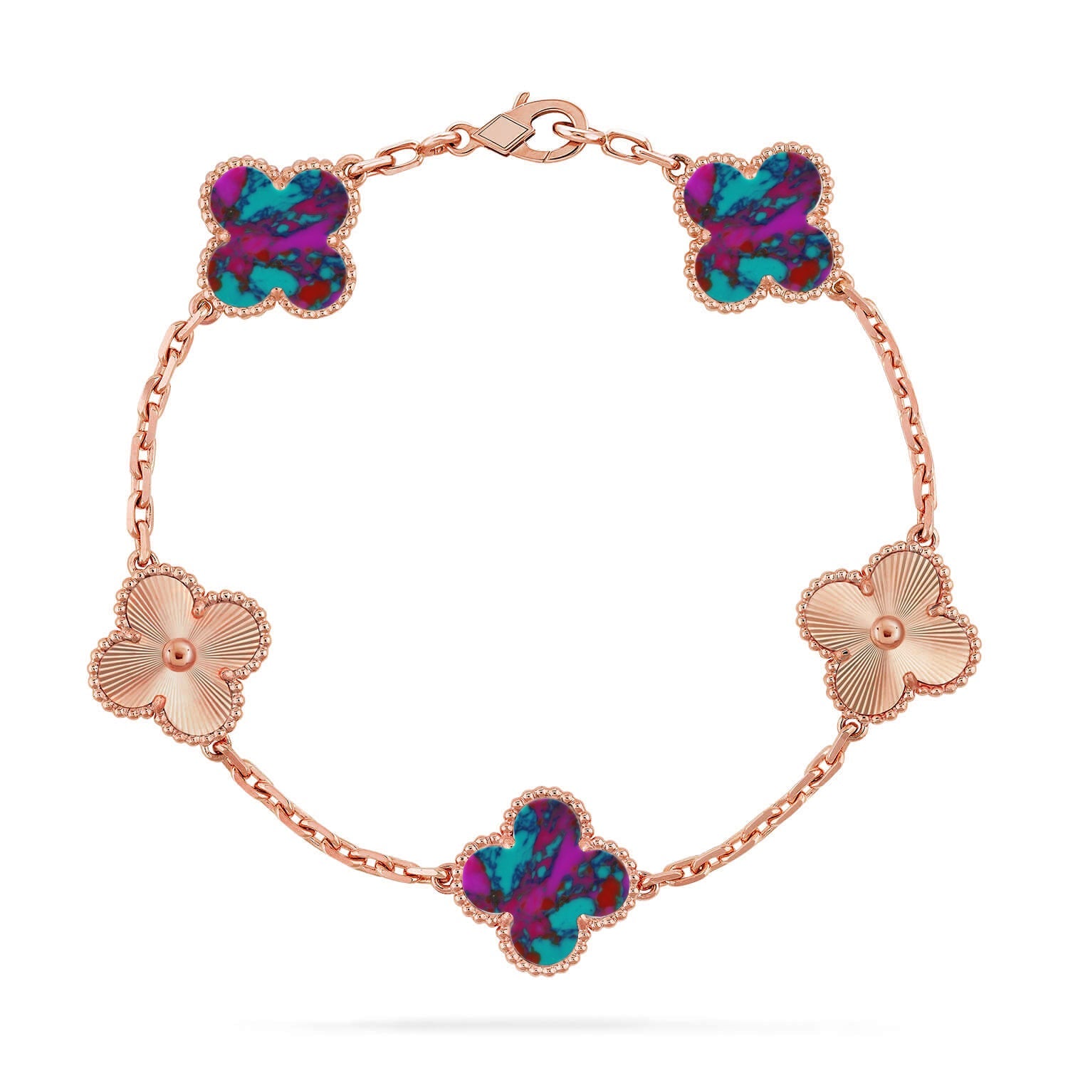 [Glow Jewelry]CLOVER 5 MOTIF COLOR GEMSTONES BRACELET COLLECTION