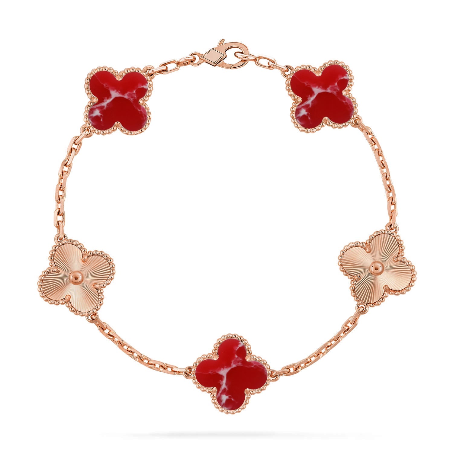 [Glow Jewelry]CLOVER 5 MOTIF RED PATTERN BRACELET COLLECTION