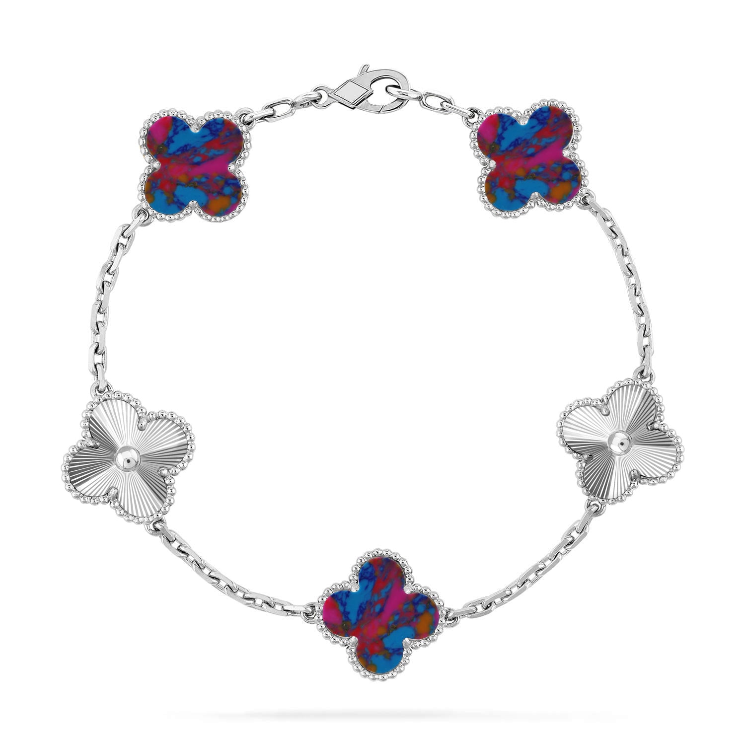[Glow]New CLOVER 5 MOTIF COLOR GEMSTONES BRACELET COLLECTION