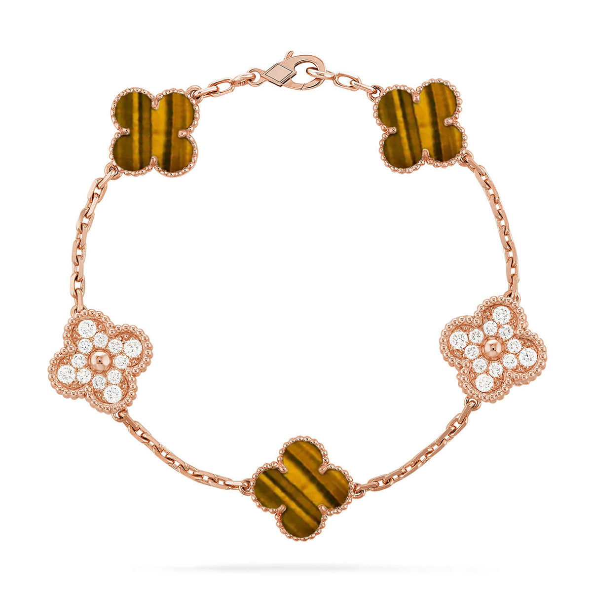 [Glow Jewelry] CLOVER 5 MOTIFS TIGER EYE BRACELET COLLECTION