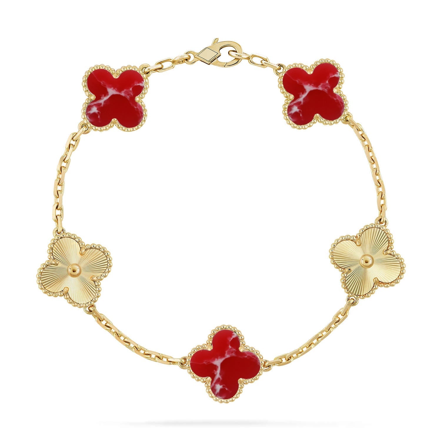 [Glow]New CLOVER 5 MOTIF RED PATTERN BRACELET COLLECTION