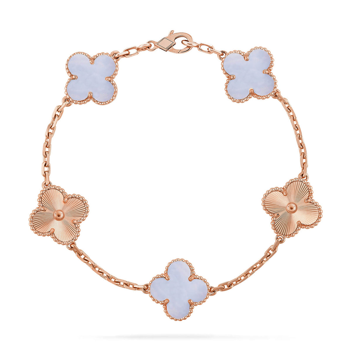 [Glow]New  CLOVER 5 MOTIF PURPLE CHALCEDONY BRACELET COLLECTION
