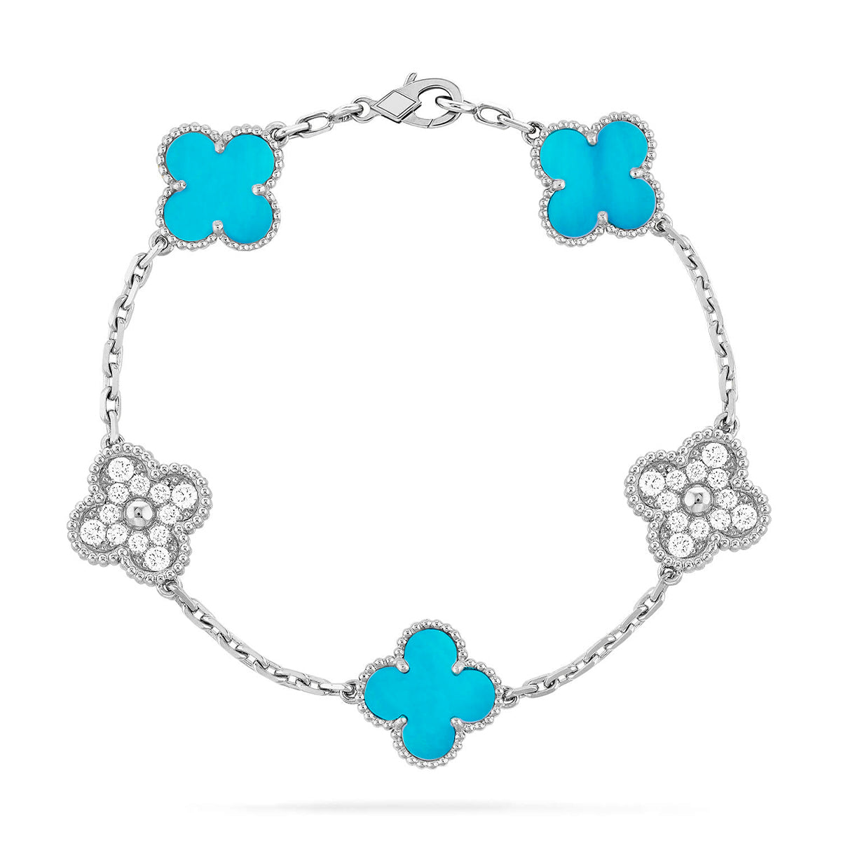 [Glow Jewelry] CLOVER 5 MOTIF TURQUOISE BRACELET COLLECTION