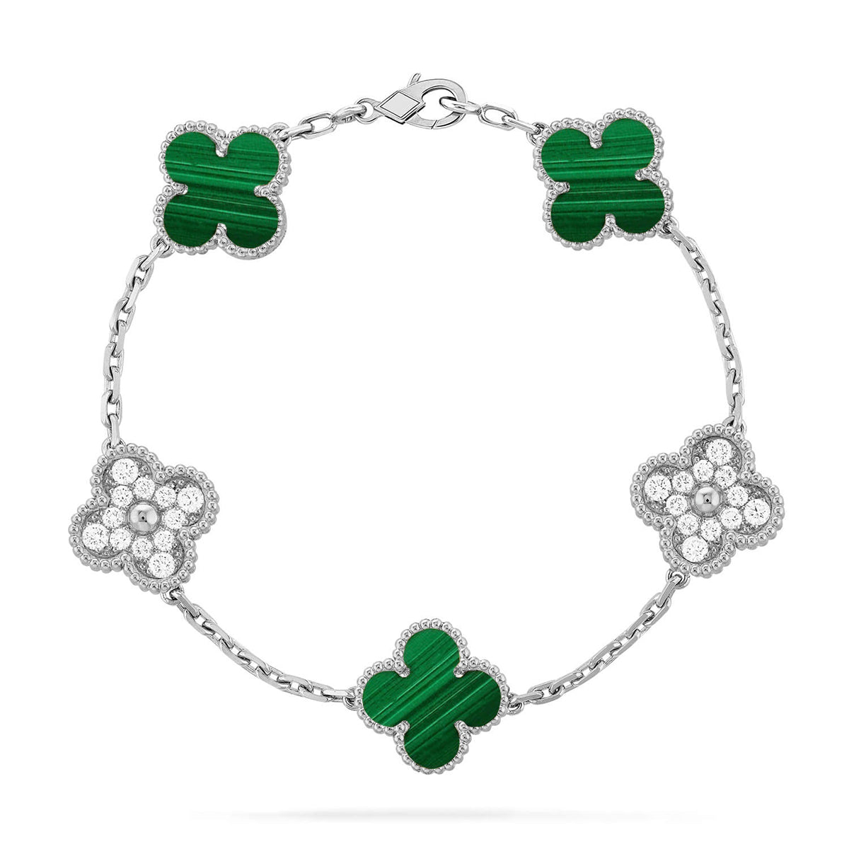 [Glow Jewelry] CLOVER 5 MOTIF MALACHITE BRACELET COLLECTION