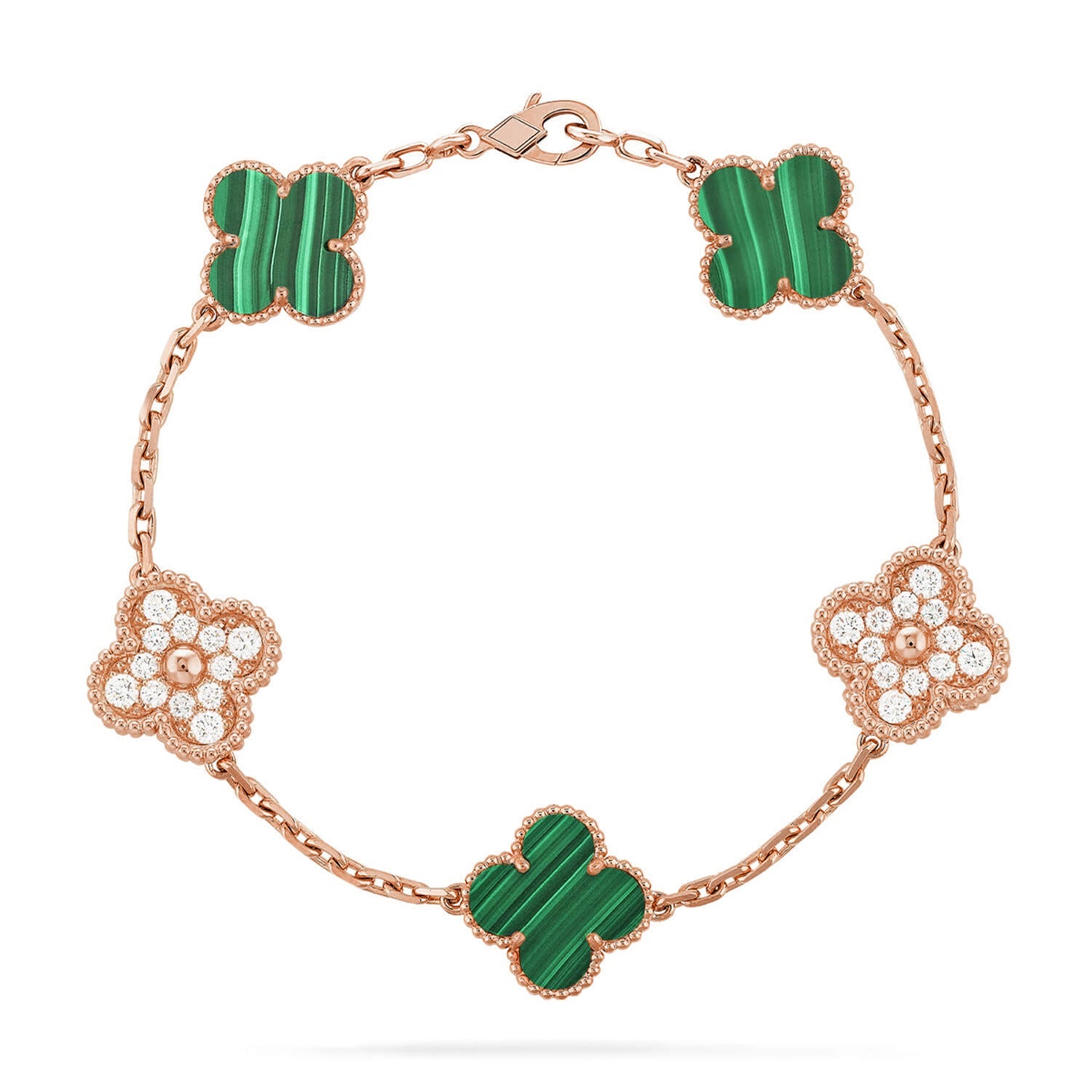 [Glow Jewelry] CLOVER 5 MOTIF MALACHITE BRACELET COLLECTION