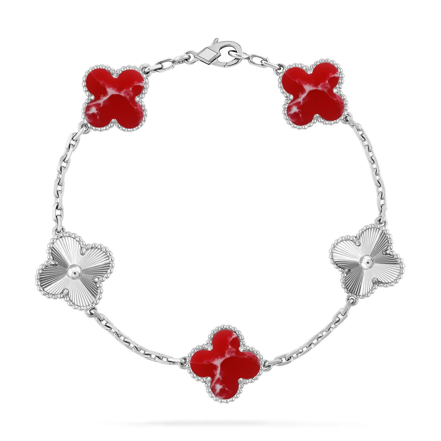 [Glow]New CLOVER 5 MOTIF RED PATTERN BRACELET COLLECTION