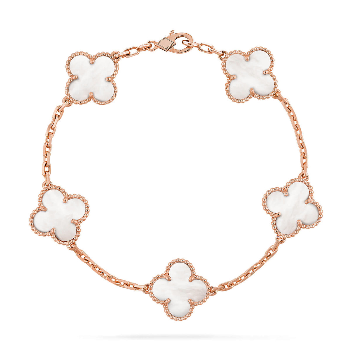 [Glow]New CLOVER WHITE PEARL MOP 5 MOTIF BRACELET COLLECTION