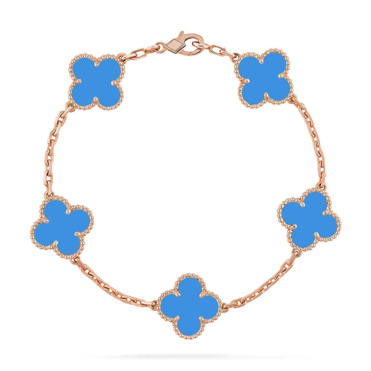 [Glow]New  CLOVER 5 MOTIF BLUE AGATE BRACELET COLLECTION