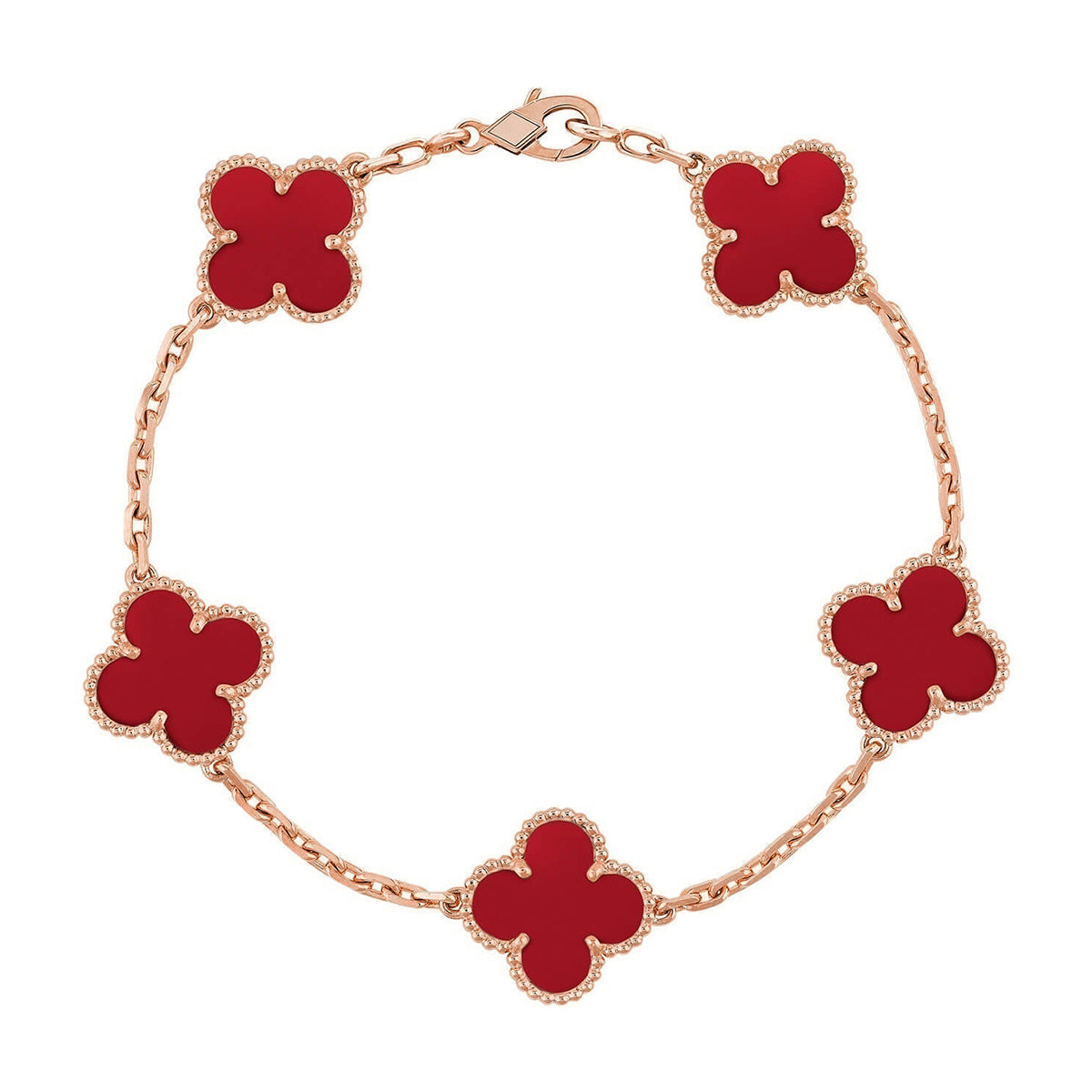 [Glow]New  CLOVER 5 MOTIF RED CORNELIAN BRACELET COLLECTION
