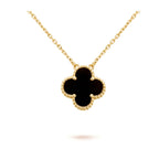 ¡®Glow¡¯CLOVER 15MM BLACK ONYX SINGLE FLOWER NECKLACE