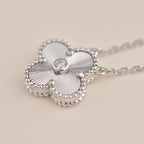 ¡®Glow¡¯CLOVER  15MM DIAMOND LASER NECKLACE SILVER
