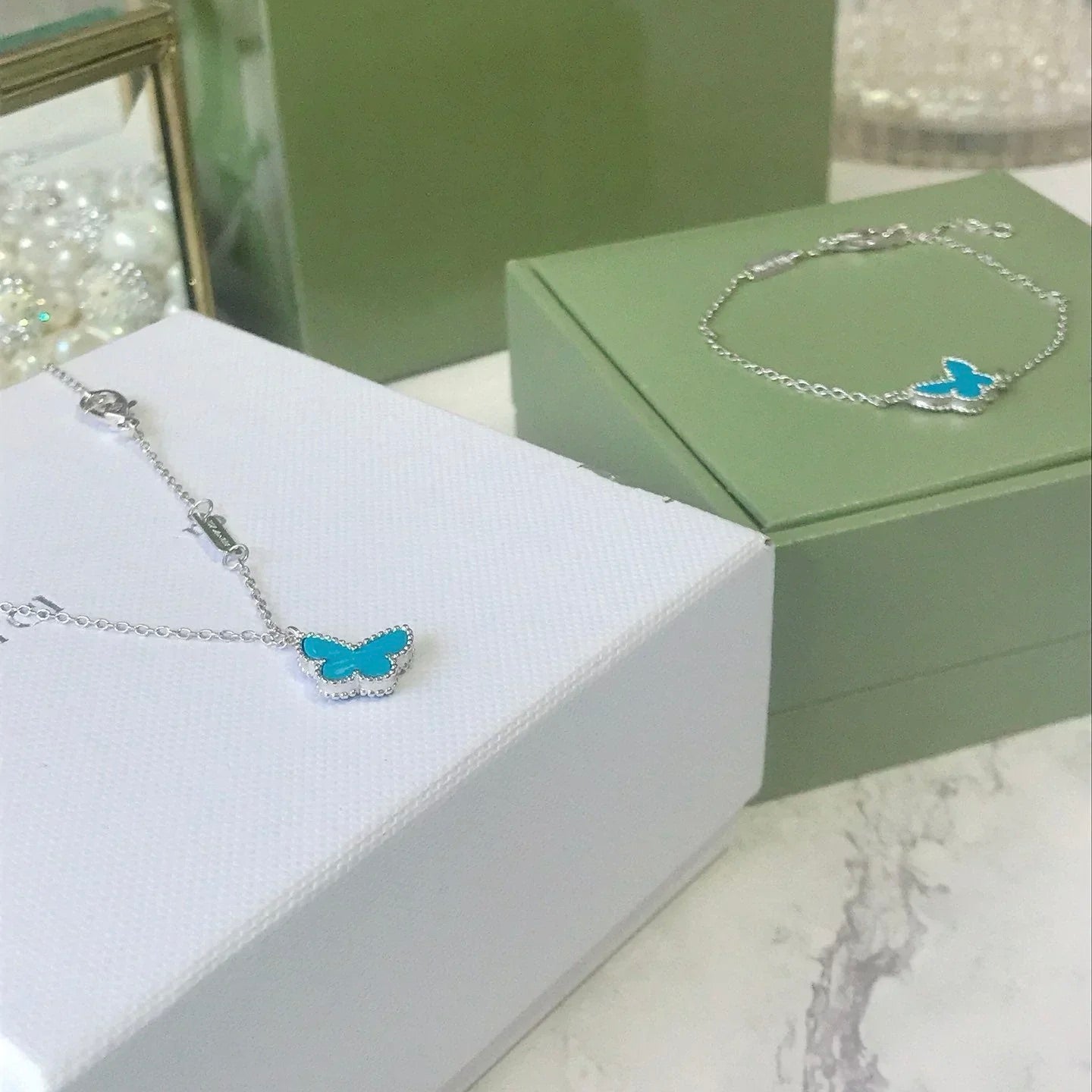 ¡®Glow¡¯BUTTERFLY TURQUOISE BUTTERFLY BRACELET SILVER