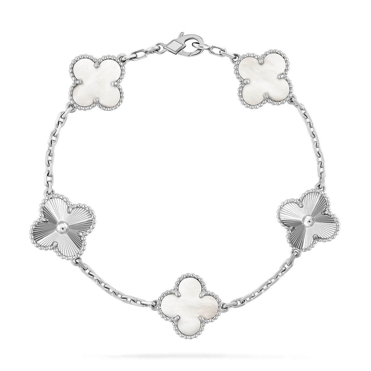 [Glow]New CLOVER WHITE PEARL MOP 5 MOTIF BRACELET COLLECTION