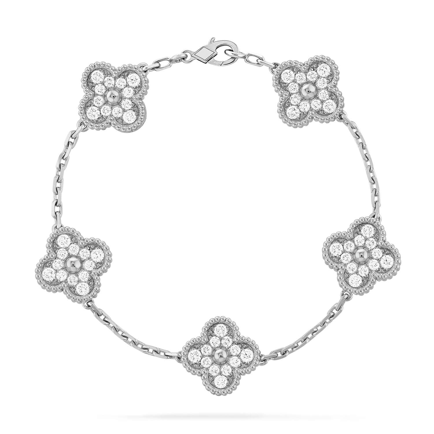 [Glow Jewelry] CLOVER 5 MOTIF FULL DIAMOND BRACELET COLLECTION