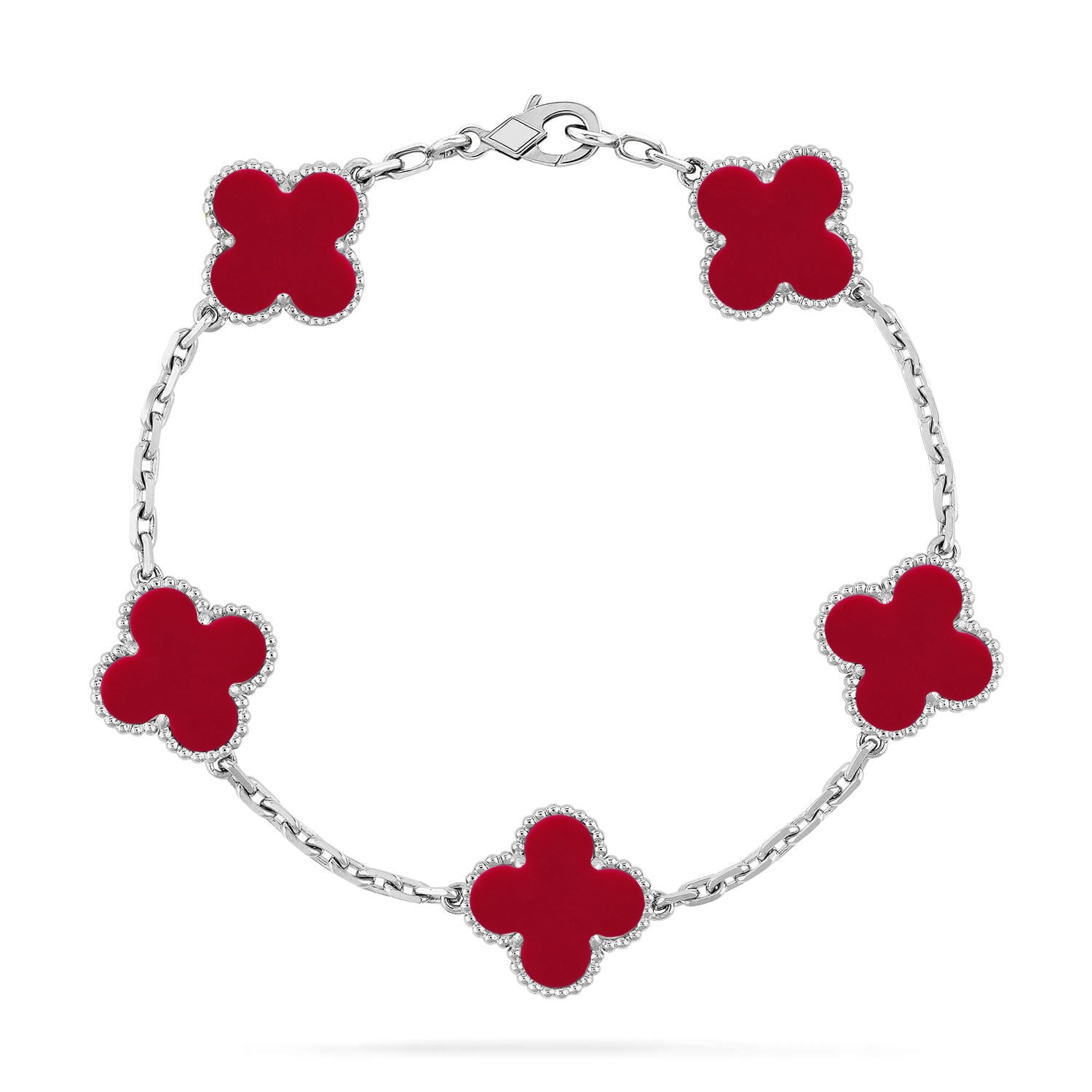 [Glow Jewelry] CLOVER 5 MOTIF RED CORNELIAN BRACELET COLLECTION