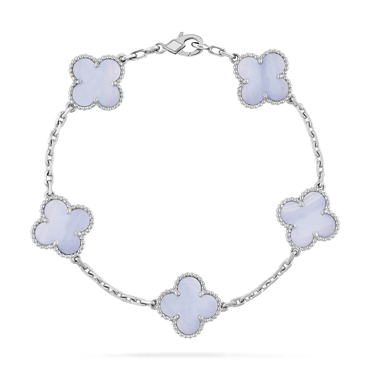 [Glow]New  CLOVER 5 MOTIF PURPLE CHALCEDONY BRACELET COLLECTION