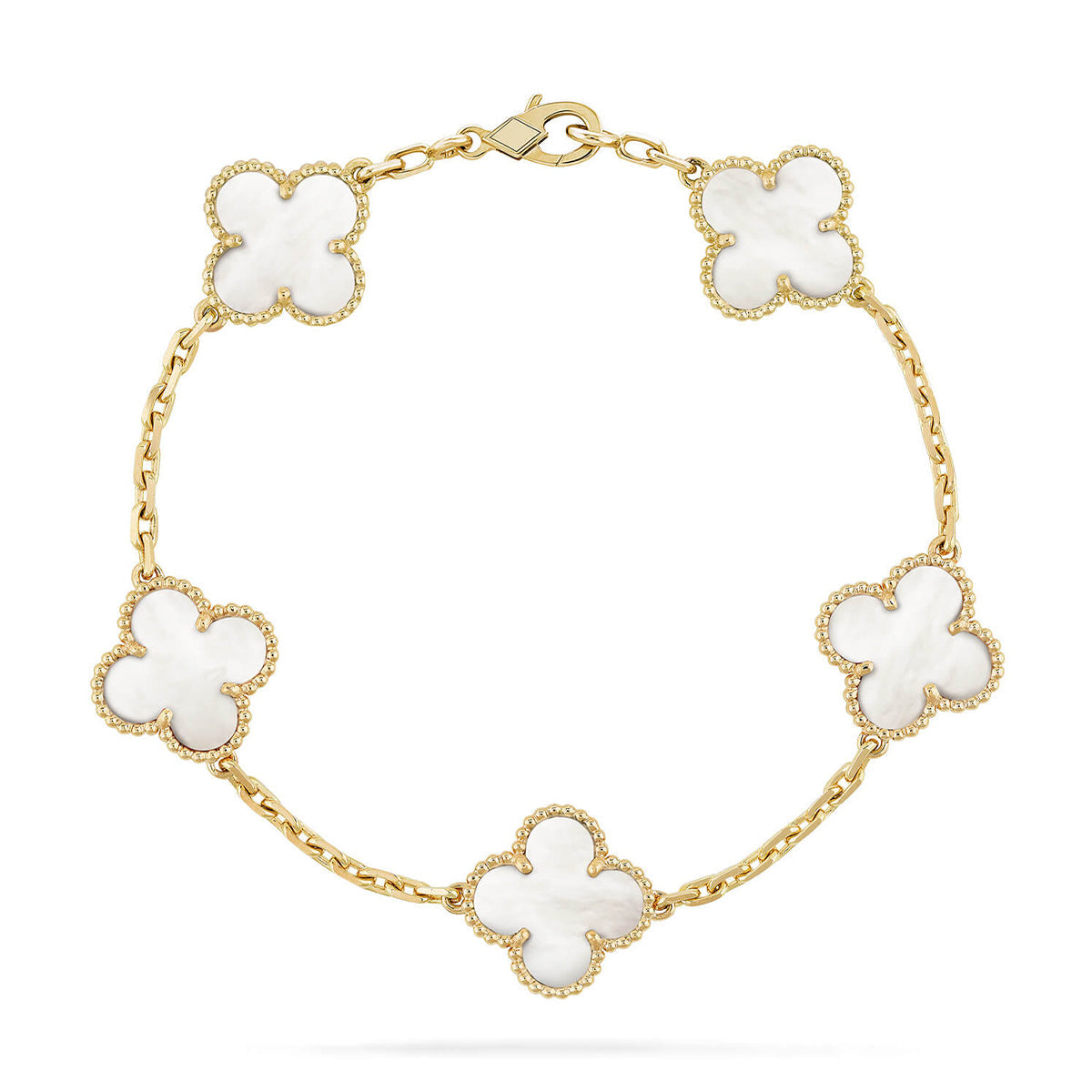 [Glow Jewelry]CLOVER WHITE PEARL MOP 5 MOTIF BRACELET COLLECTION