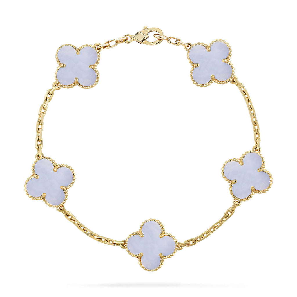 [Glow Jewelry] CLOVER 5 MOTIF PURPLE CHALCEDONY BRACELET COLLECTION