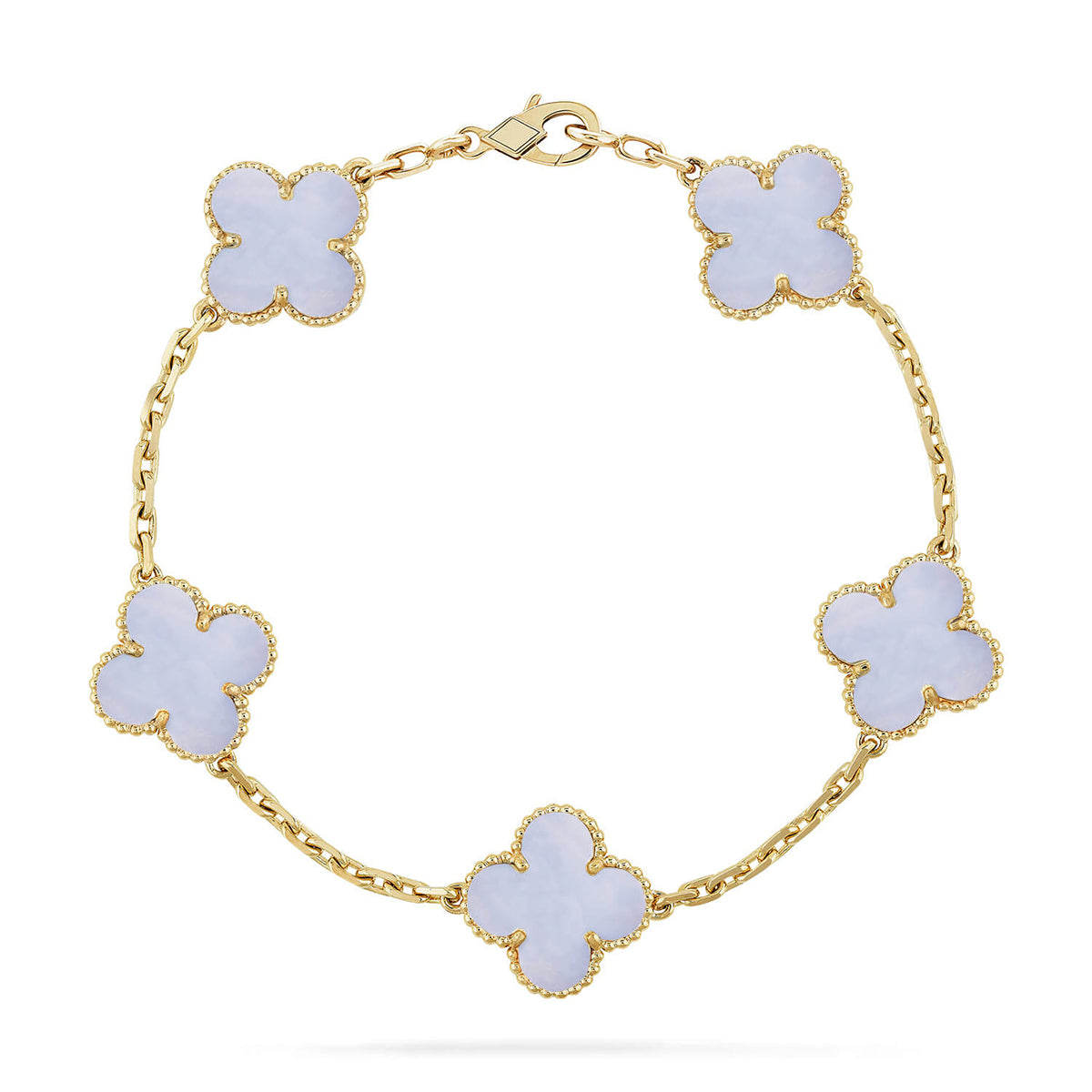 [Glow Jewelry] CLOVER 5 MOTIF PURPLE CHALCEDONY BRACELET COLLECTION