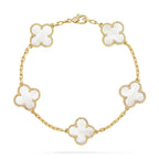 [Glow Jewelry]CLOVER WHITE PEARL MOP 5 MOTIF BRACELET COLLECTION