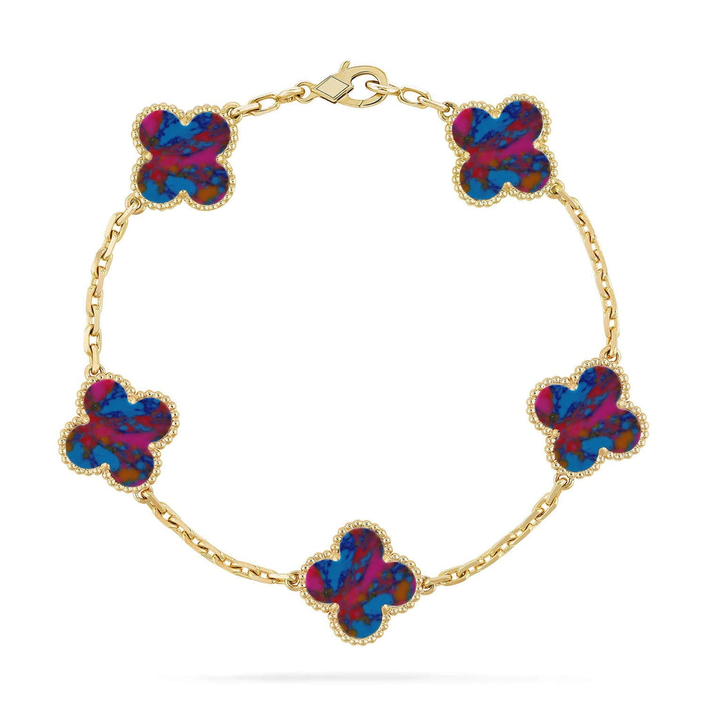 [Glow]New CLOVER 5 MOTIF COLOR GEMSTONES BRACELET COLLECTION